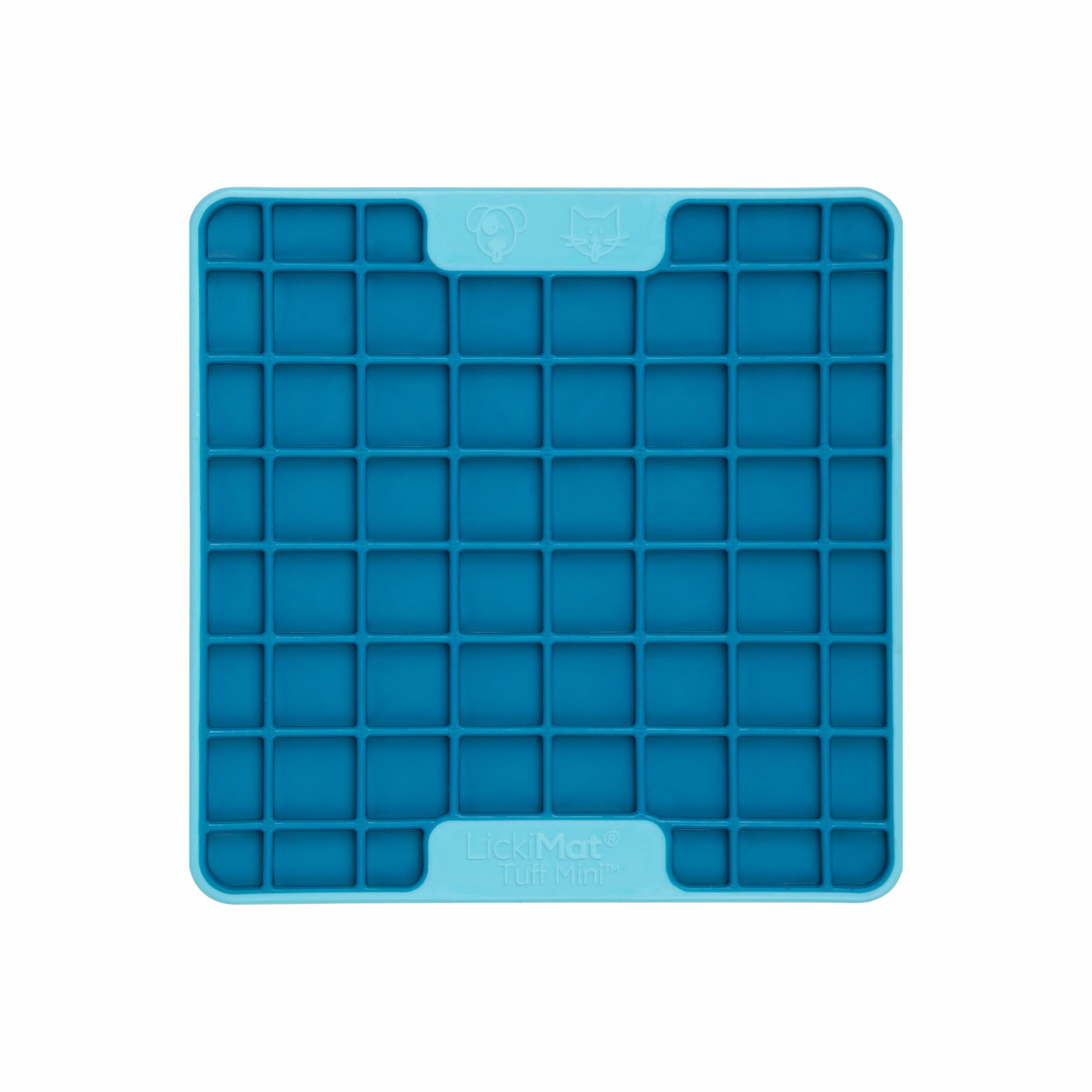 Turquoise LickiMat® Mini Tuff Playdate™ – Slow Feeder Lick Mat for Small Dogs (front) on white background