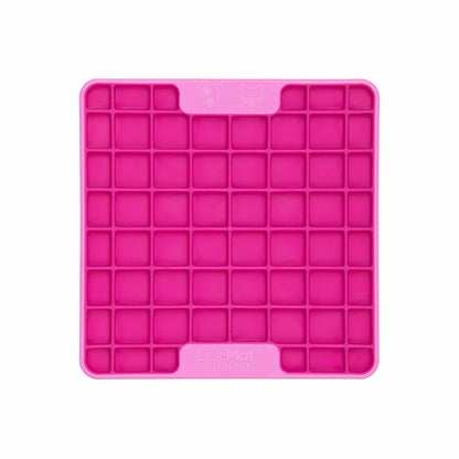 Pink LickiMat® Mini Tuff Playdate™ – Durable Slow Feeder Lick Mat for Cats (front) on white background