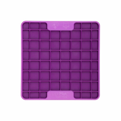 Purple LickiMat® Mini Tuff Playdate™ – Durable Slow Feeder Lick Mat for Cats (front) on white background