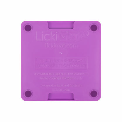 Purple LickiMat® Mini Tuff Playdate™ – Slow Feeder Lick Mat for Small Dogs (rear) on white background
