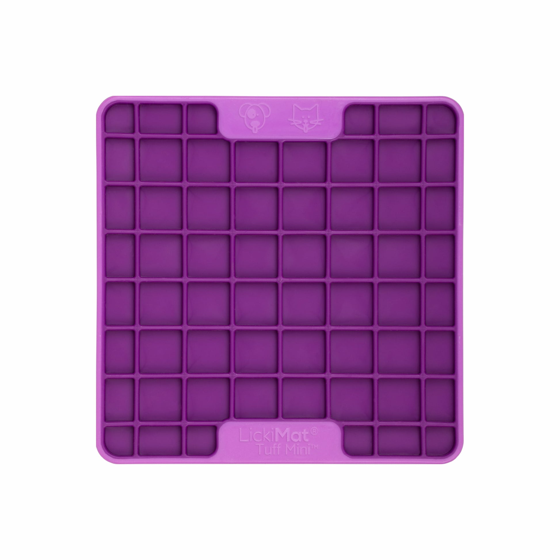 Purple LickiMat® Mini Tuff Playdate™ – Slow Feeder Lick Mat for Small Dogs (front) on white background