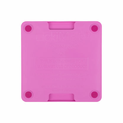 Pink LickiMat Mini Tuff Soother™ – Durable Slow Feeder Lick Mat for Cats (rear) on white background