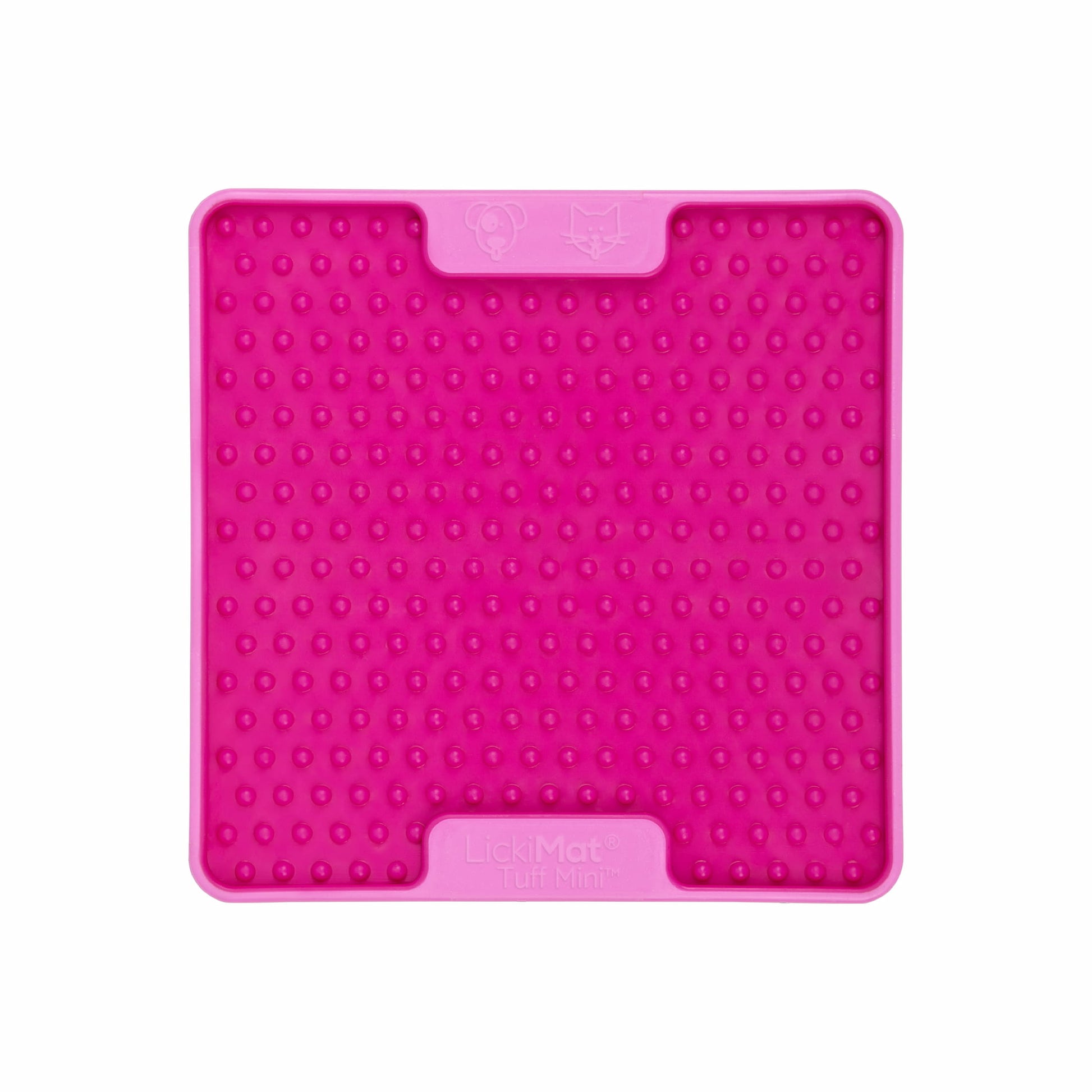 Pink LickiMat Mini Tuff Soother™ – Durable Slow Feeder Lick Mat for Cats (front) on white background