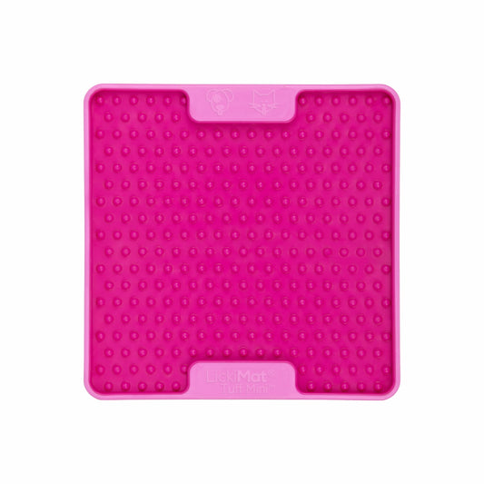 Pink LickiMat Mini Tuff Soother™ – Durable Slow Feeder Lick Mat for Cats (front) on white background