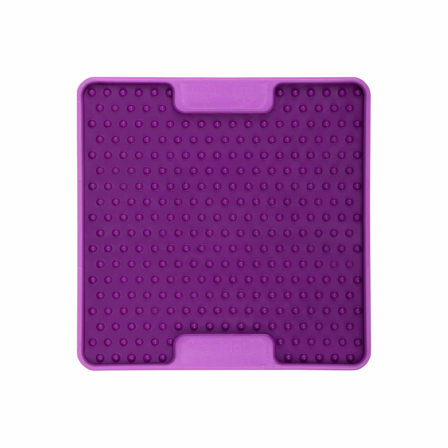 Purple LickiMat Mini Tuff Soother™ – Durable Slow Feeder Lick Mat for Cats (front) on white background