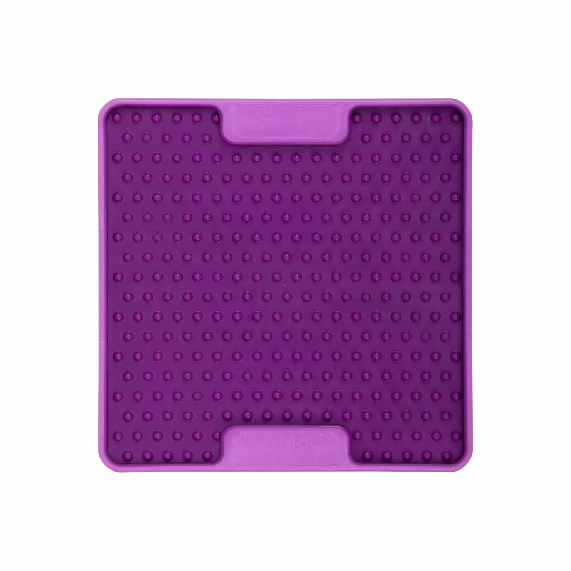 Purple LickiMat Mini Tuff Soother™ – Durable Slow Feeder Lick Mat for Cats (front) on white background