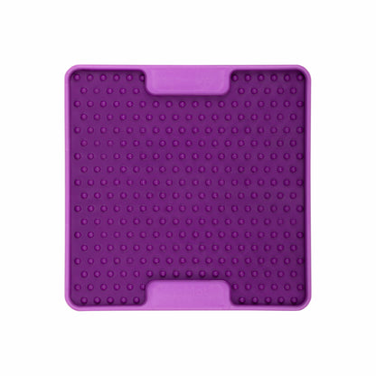 Purple LickiMat Mini Tuff Soother™ – Durable Slow Feeder Lick Mat for Cats (front) on white background