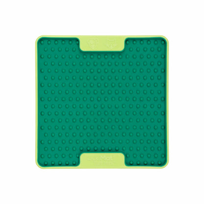 Green LickiMat Mini Tuff Soother™ – Durable Slow Feeder Lick Mat for Cats (front) on white background