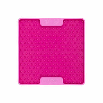 Pink LickiMat® Mini Tuff Soother™– Slow Feeder Lick Mat for Small Dogs (front) on white background
