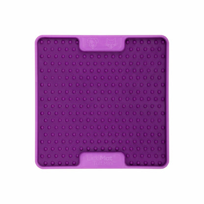 Purple LickiMat® Mini Tuff Soother™– Slow Feeder Lick Mat for Small Dogs (front) on white background