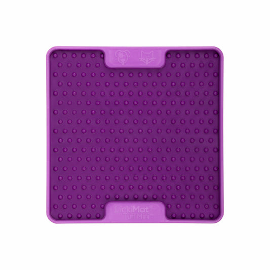 Purple LickiMat® Mini Tuff Soother™– Slow Feeder Lick Mat for Small Dogs (front) on white background
