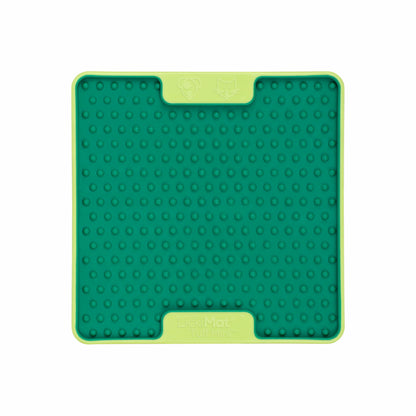 Green LickiMat® Mini Tuff Soother™– Slow Feeder Lick Mat for Small Dogs (front) on white background