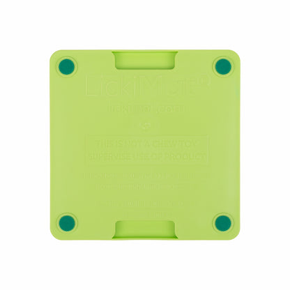 Green LickiMat® Mini Tuff Soother™– Slow Feeder Lick Mat for Small Dogs (rear) on white background