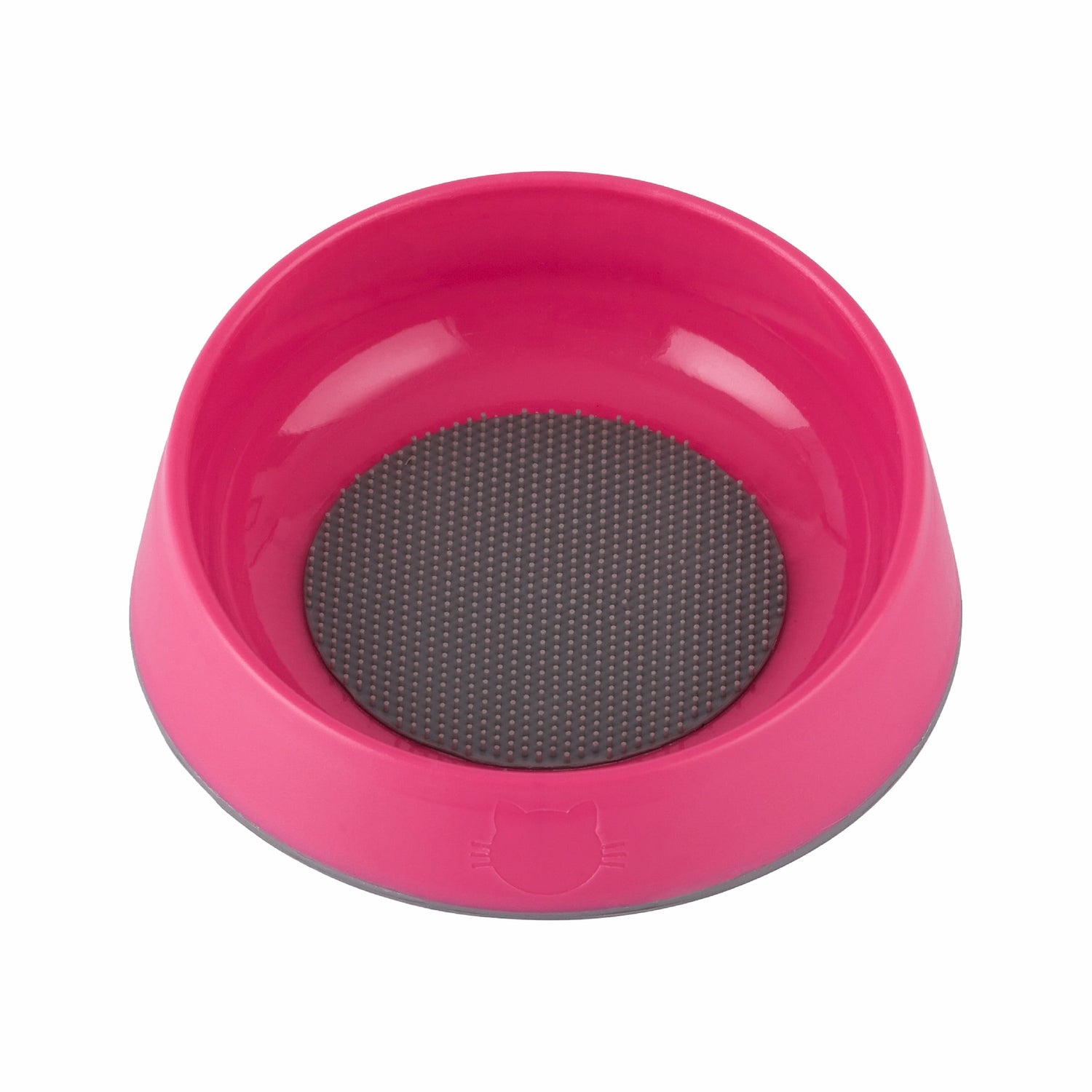 Pink LickiMat® OH Bowl™ for Cats – Oral Health & Slow Feeder Cat Bowl (Front) on white background