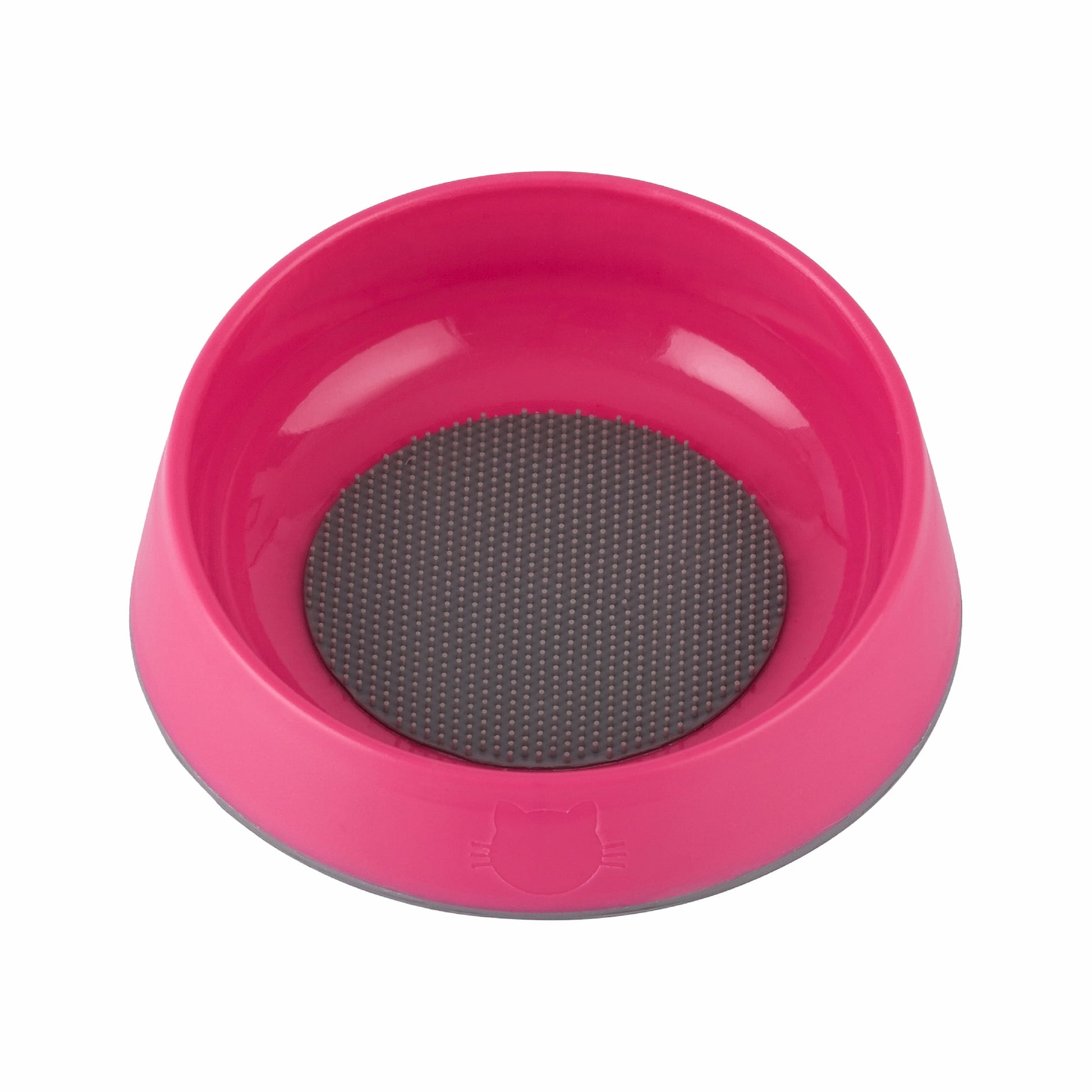 Pink LickiMat® OH Bowl™ for Cats – Oral Health & Slow Feeder Cat Bowl (Front) on white background