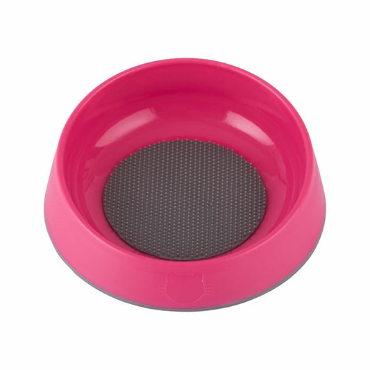 Pink LickiMat® OH Bowl™ for Cats – Oral Health & Slow Feeder Cat Bowl (Front) on white background