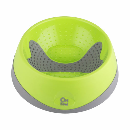 Green LickiMat® OH Bowl™ Large – Oral Health Slow Feeder Dog Bowl (front) on white background