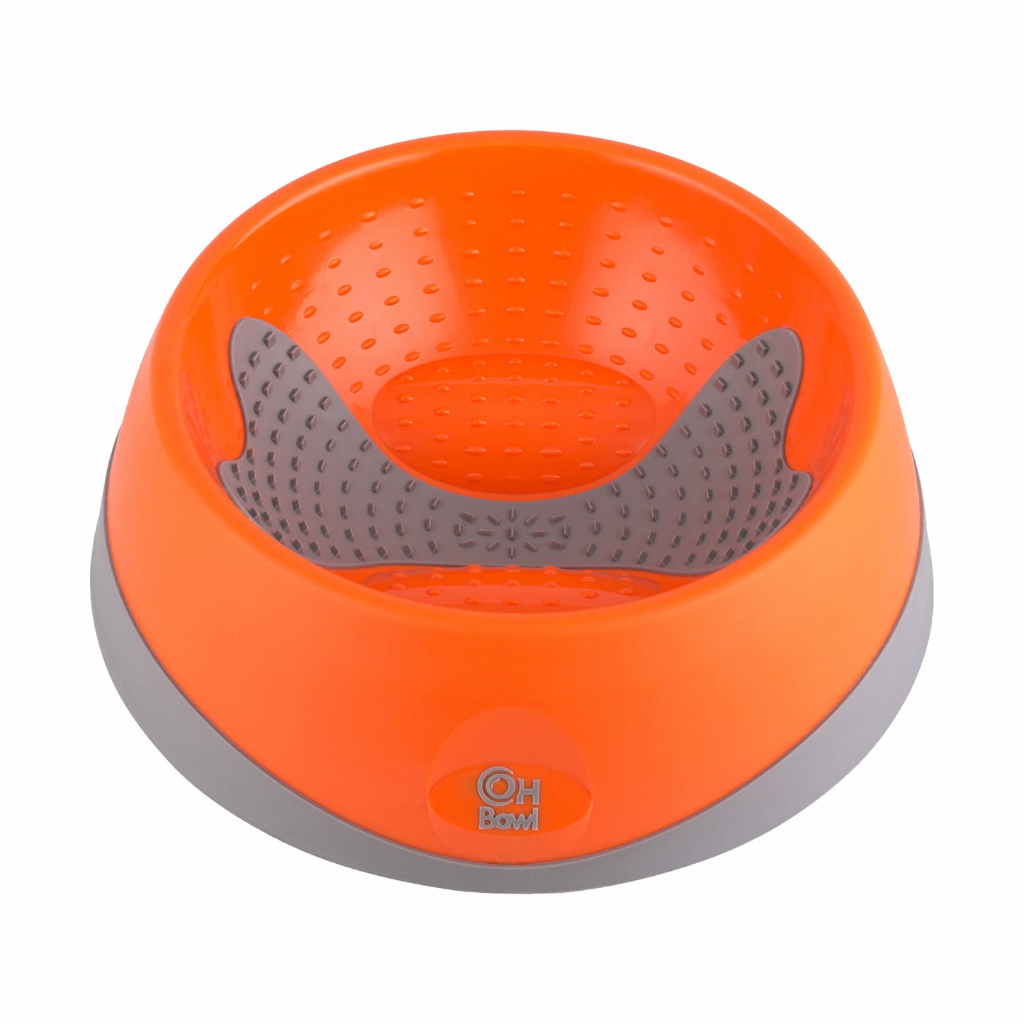 Orange LickiMat® OH Bowl™ Large – Oral Health Slow Feeder Dog Bowl (front) on white background