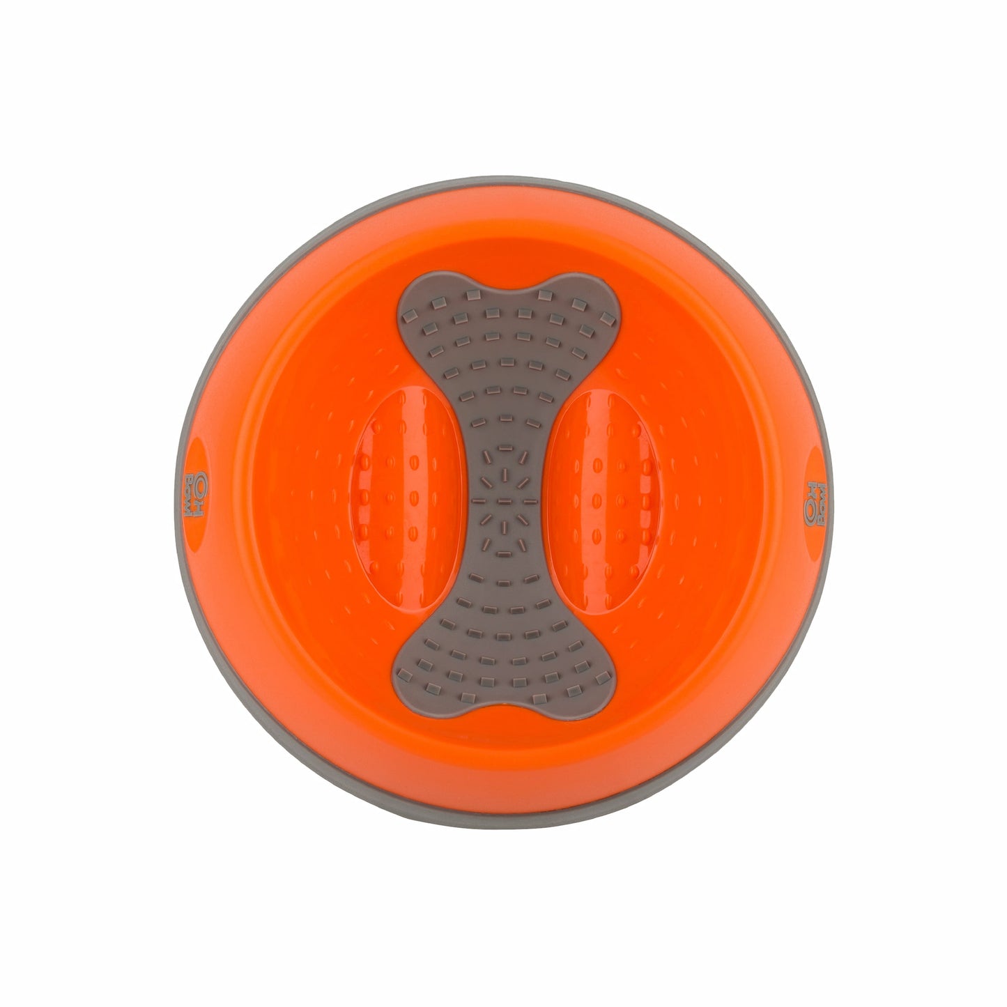 Orange LickiMat® OH Bowl™ Small – Oral Health Slow Feeder Dog Bowl (top) on white background