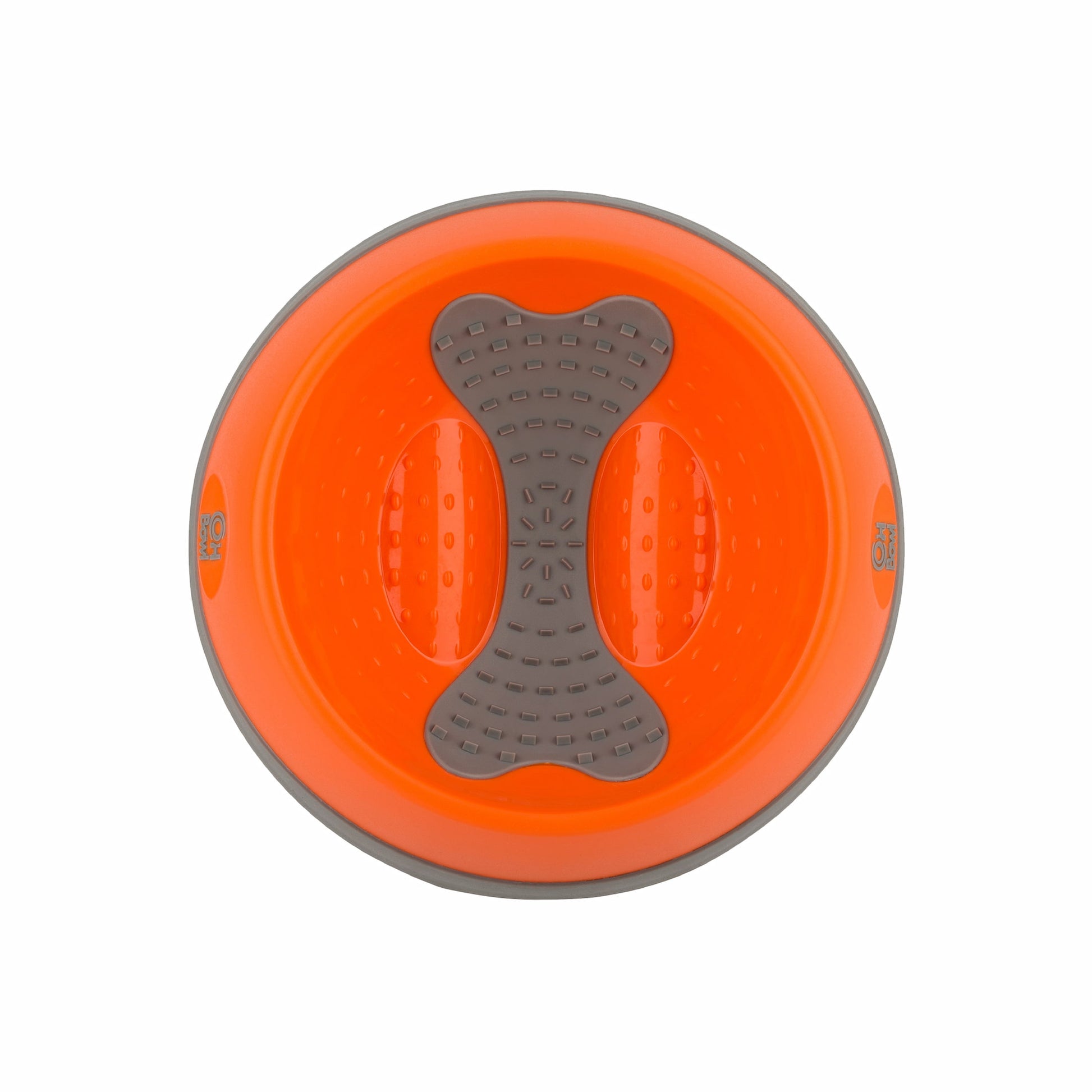 Orange LickiMat® OH Bowl™ Small – Oral Health Slow Feeder Dog Bowl (top) on white background