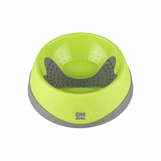 Green LickiMat® OH Bowl™ Small – Oral Health Slow Feeder Dog Bowl (front) on white background