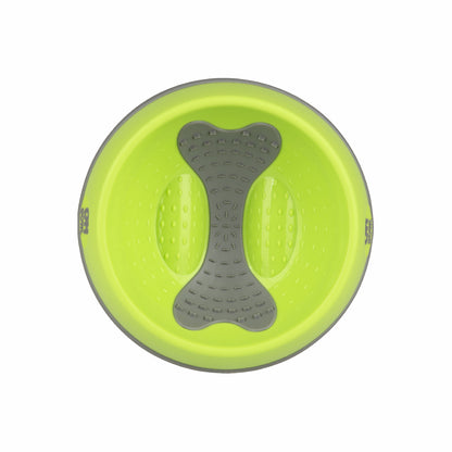 Green LickiMat® OH Bowl™ Small – Oral Health Slow Feeder Dog Bowl (top) on white background
