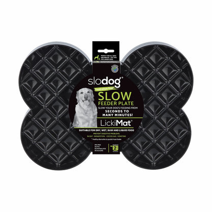 Black LickiMat® Slodog™ – Innovative Slow Feeder for Dogs, Anti-Gulp (rear) on white background