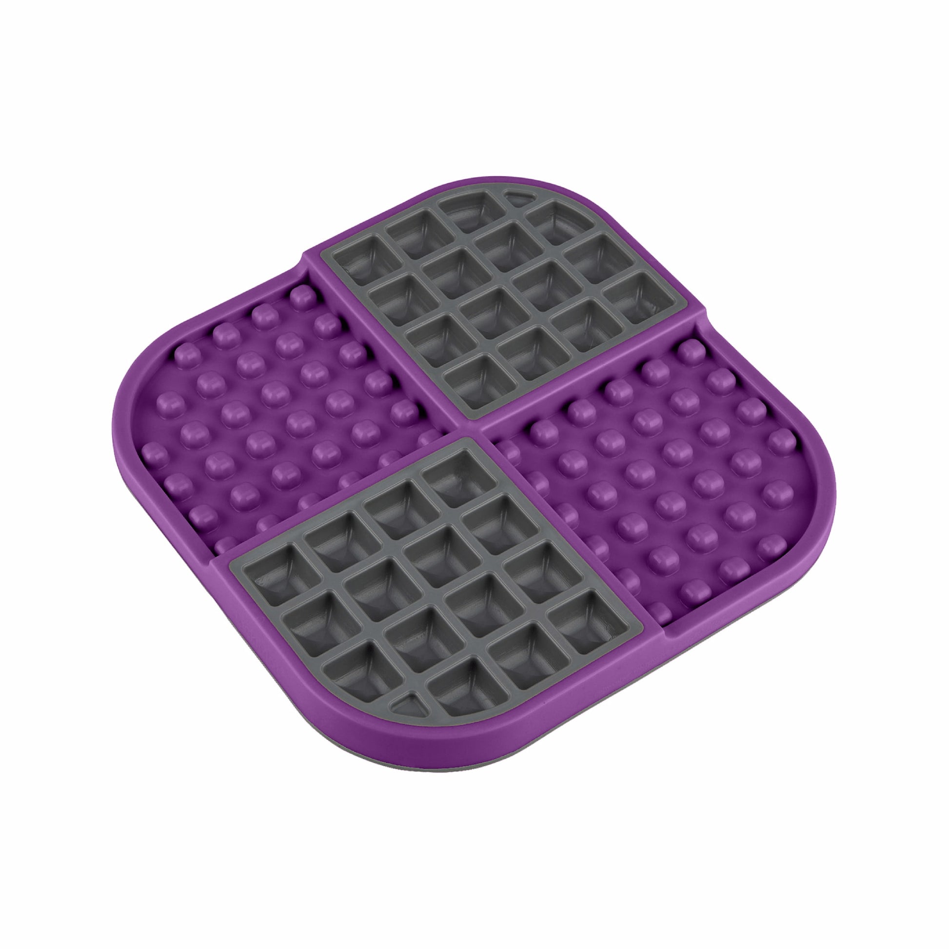 Purple LickiMat® Slomo™ – Dual-Texture Slow Feeder Lick Mat for Cats (side) on white background