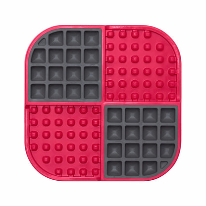 Red LickiMat® Slomo™ – Dual-Texture Slow Feeder Lick Mat for Cats (front) on white background