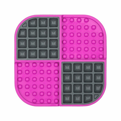 Pink LickiMat® Slomo™ – Dual-Texture Slow Feeder Lick Mat for Cats (front) on white background