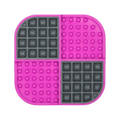 Pink LickiMat® Slomo™ – Dual-Texture Slow Feeder for Dogs (front) on a white background