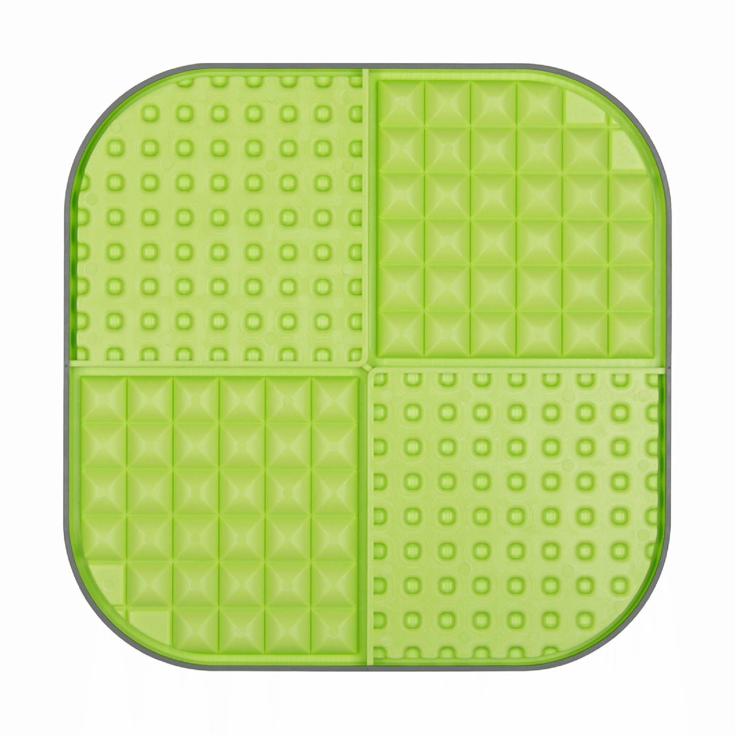 Green LickiMat® Slomo™ XL – Dual-Texture Slow Feeder for Dogs (rear) on a white background