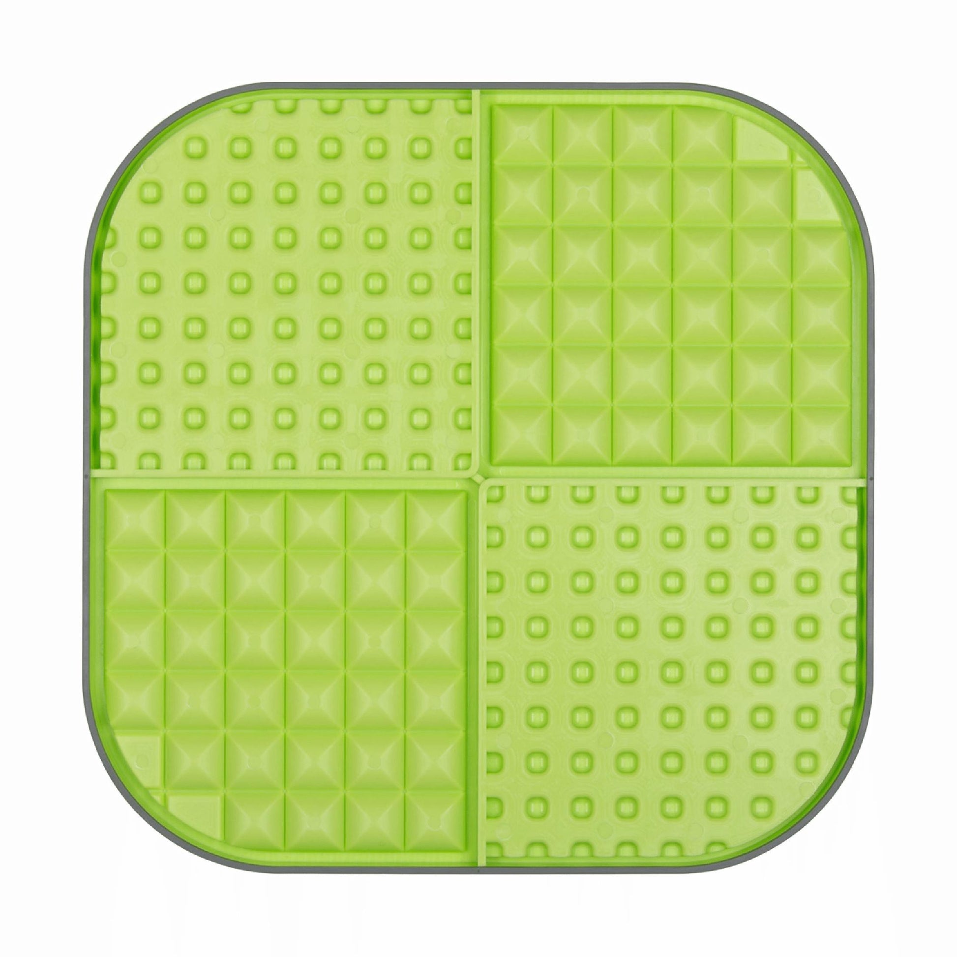 Green LickiMat® Slomo™ XL – Dual-Texture Slow Feeder for Dogs (rear) on a white background