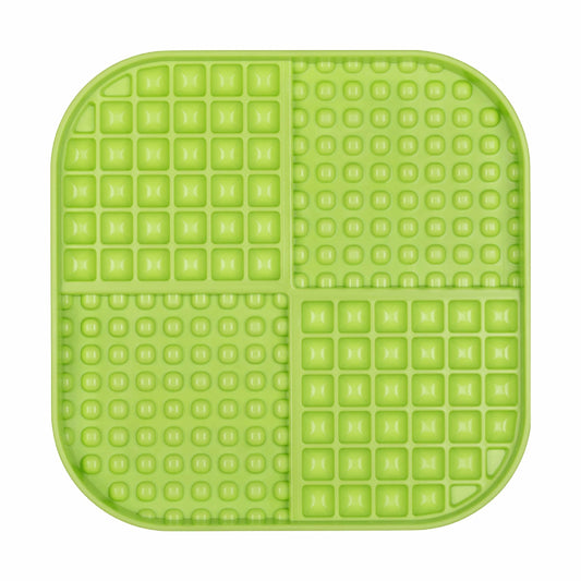 Green LickiMat® Slomo™ XL – Dual-Texture Slow Feeder for Dogs (front) on a white background