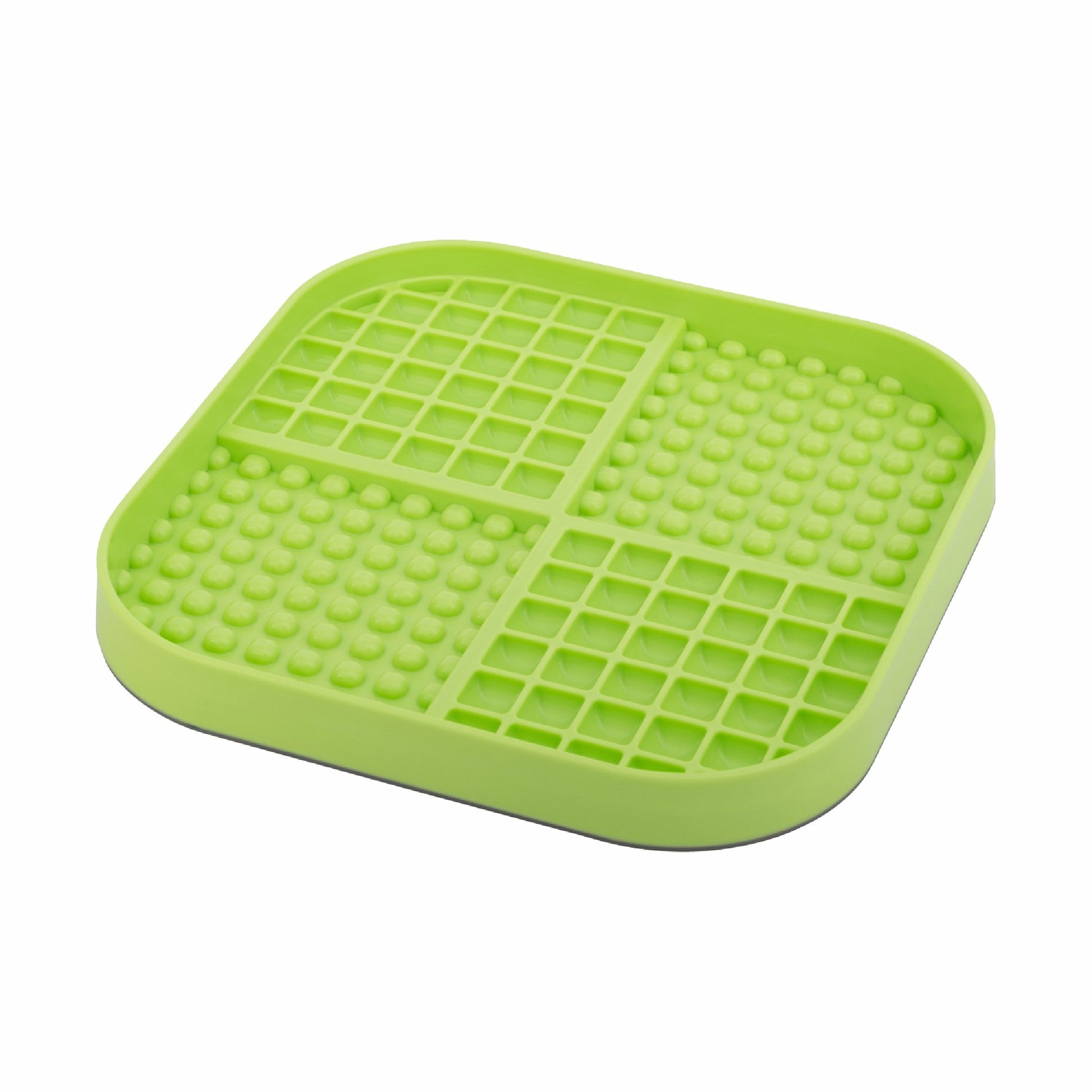 Green LickiMat® Slomo™ XL – Dual-Texture Slow Feeder for Dogs (side) on a white background