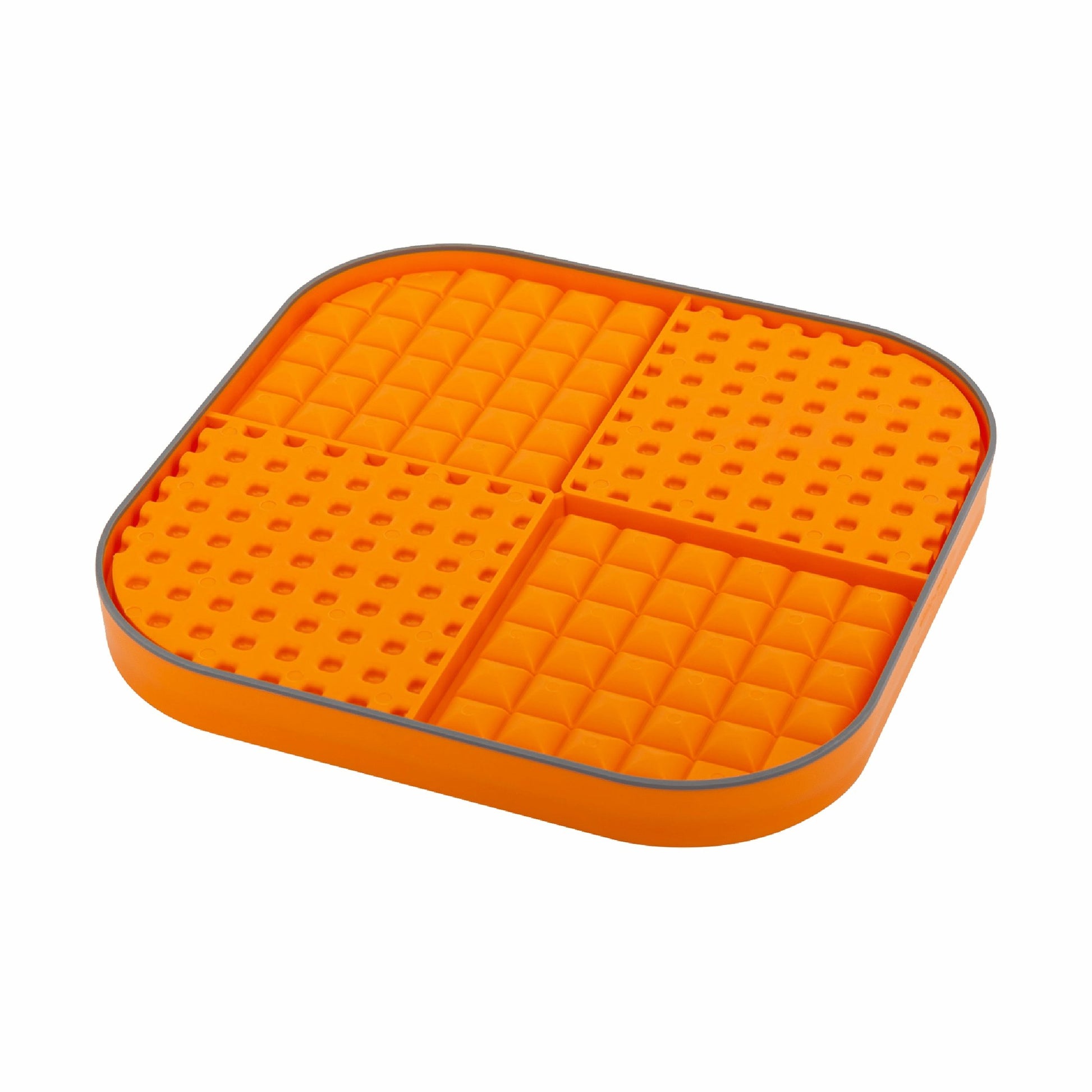 Orange LickiMat® Slomo™ XL – Dual-Texture Slow Feeder for Dogs (side-rear) on a white background