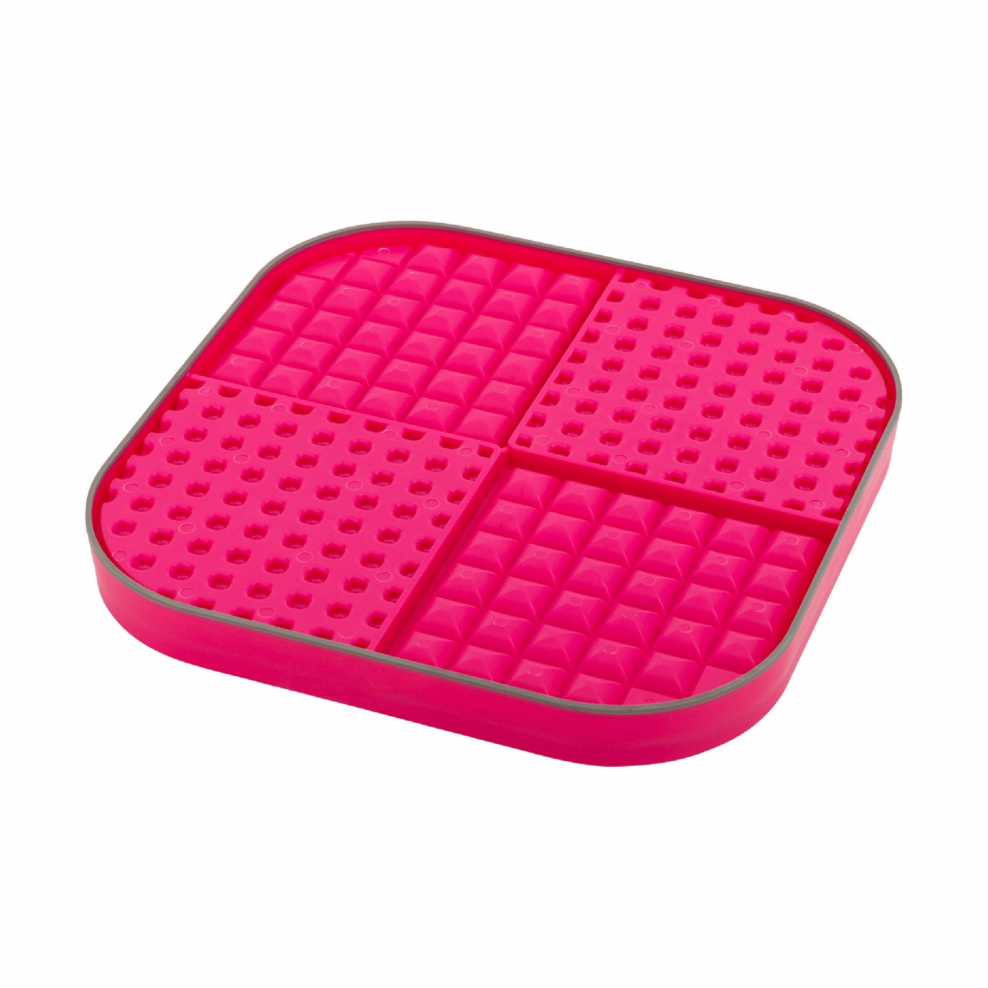 Pink LickiMat® Slomo™ XL – Dual-Texture Slow Feeder for Dogs (side-rear) on a white background
