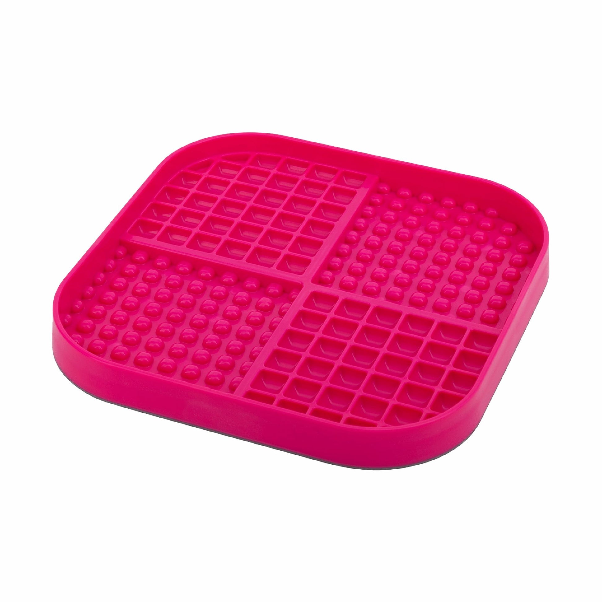 Pink LickiMat® Slomo™ XL – Dual-Texture Slow Feeder for Dogs (side) on a white background