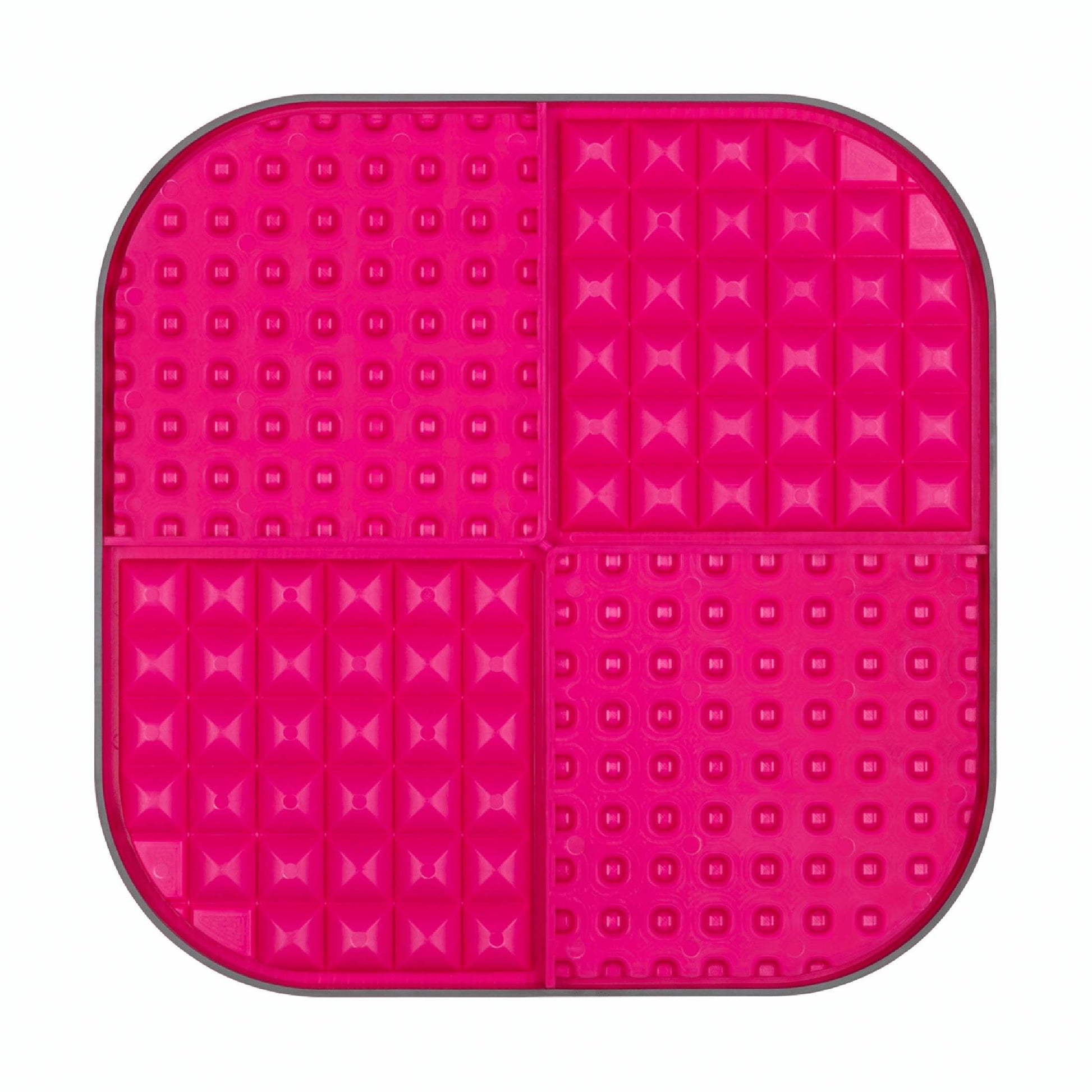 Pink LickiMat® Slomo™ XL – Dual-Texture Slow Feeder for Dogs (rear) on a white background
