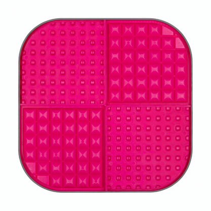 Pink LickiMat® Slomo™ XL – Dual-Texture Slow Feeder for Dogs (rear) on a white background