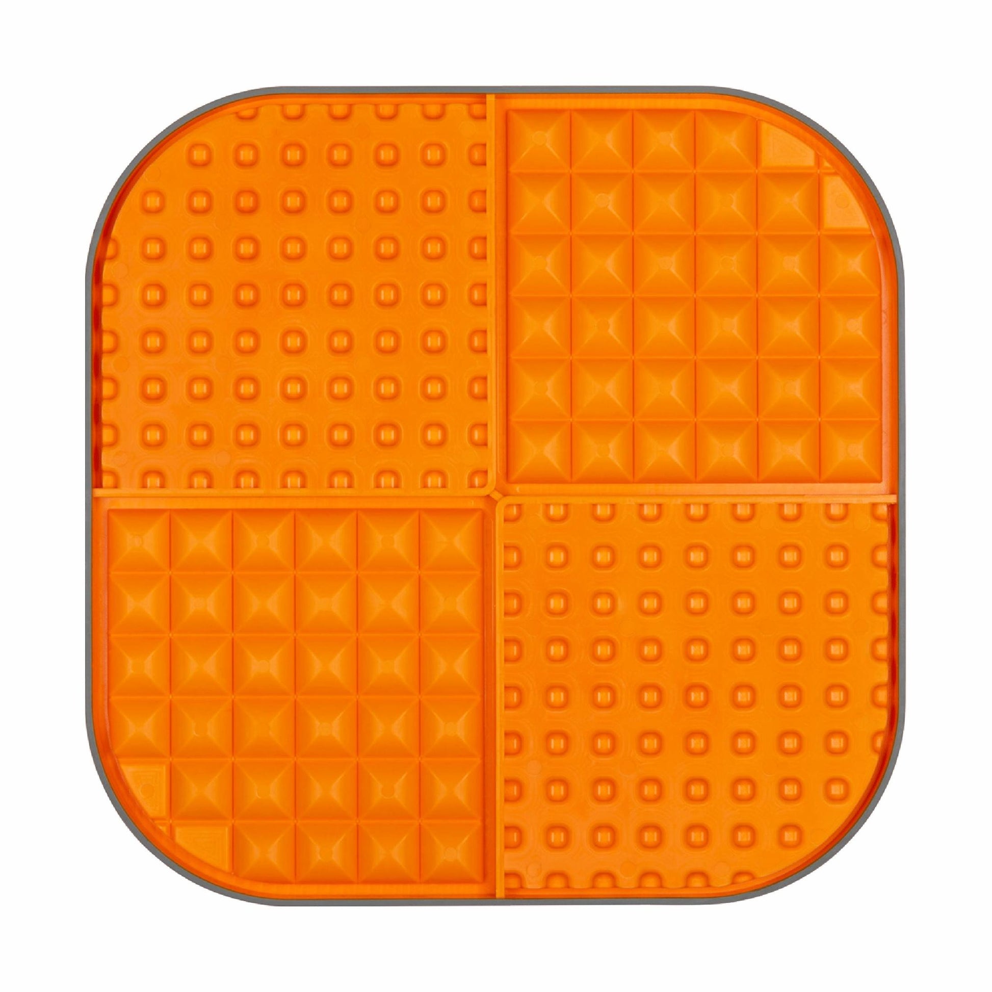 Orange LickiMat® Slomo™ XL – Dual-Texture Slow Feeder for Dogs (rear) on a white background