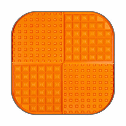 Orange LickiMat® Slomo™ XL – Dual-Texture Slow Feeder for Dogs (rear) on a white background