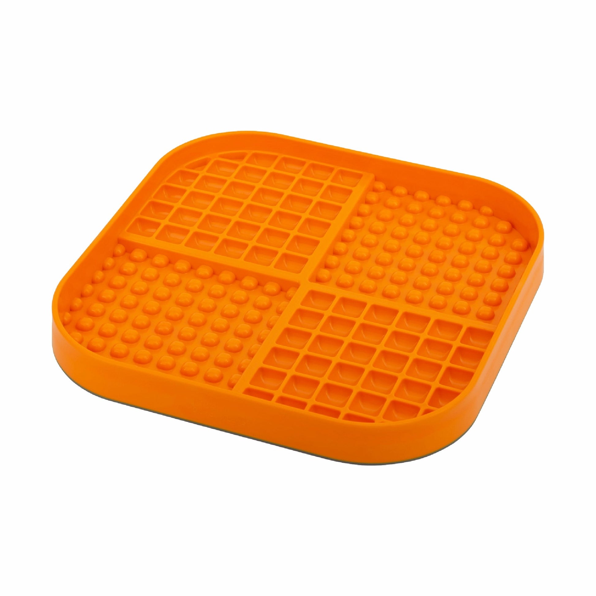 Orange LickiMat® Slomo™ XL – Dual-Texture Slow Feeder for Dogs (side) on a white background