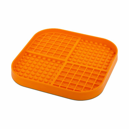 Orange LickiMat® Slomo™ XL – Dual-Texture Slow Feeder for Dogs (side) on a white background