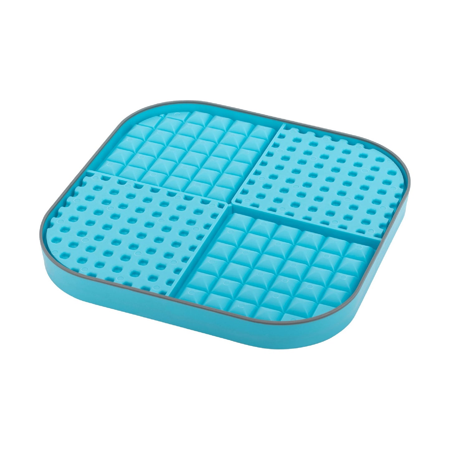 Turquoise LickiMat® Slomo™ XL – Dual-Texture Slow Feeder for Dogs (side-rear) on a white background
