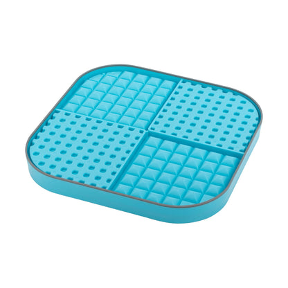 Turquoise LickiMat® Slomo™ XL – Dual-Texture Slow Feeder for Dogs (side-rear) on a white background