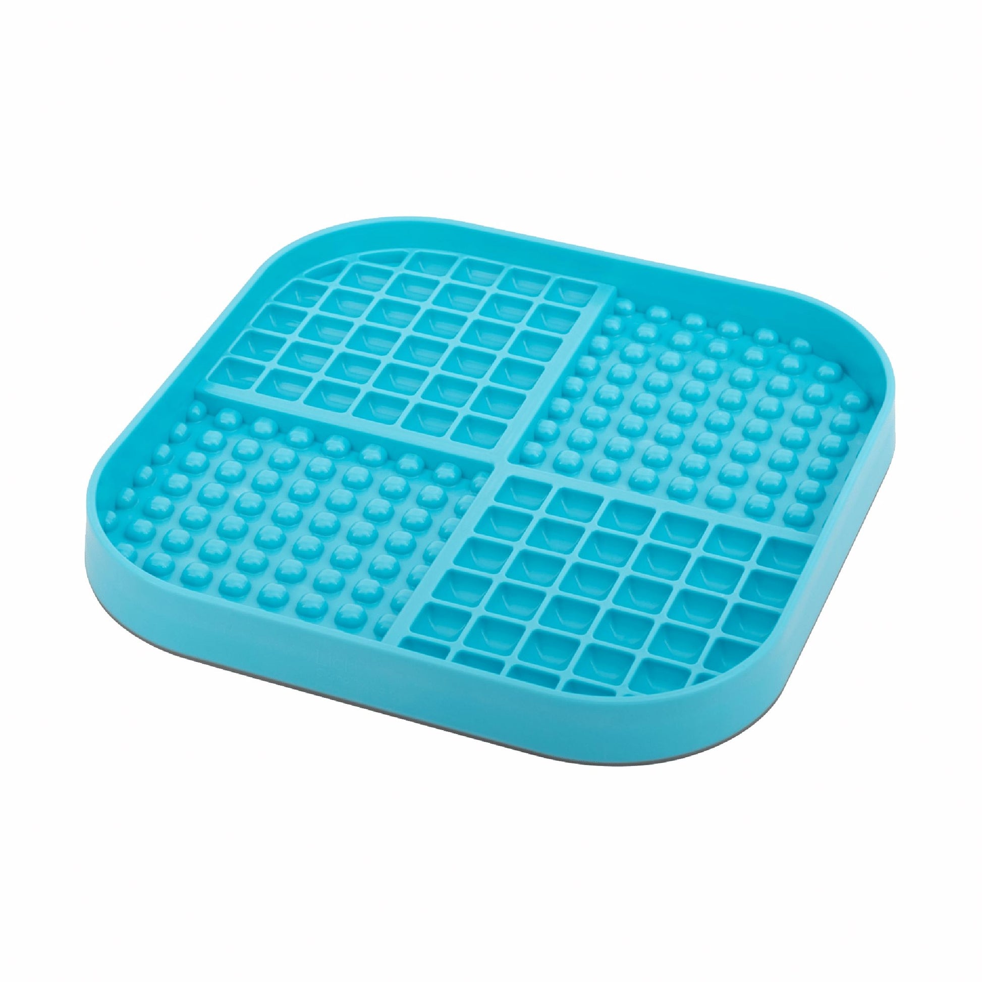 Turquoise LickiMat® Slomo™ XL – Dual-Texture Slow Feeder for Dogs (side) on a white background