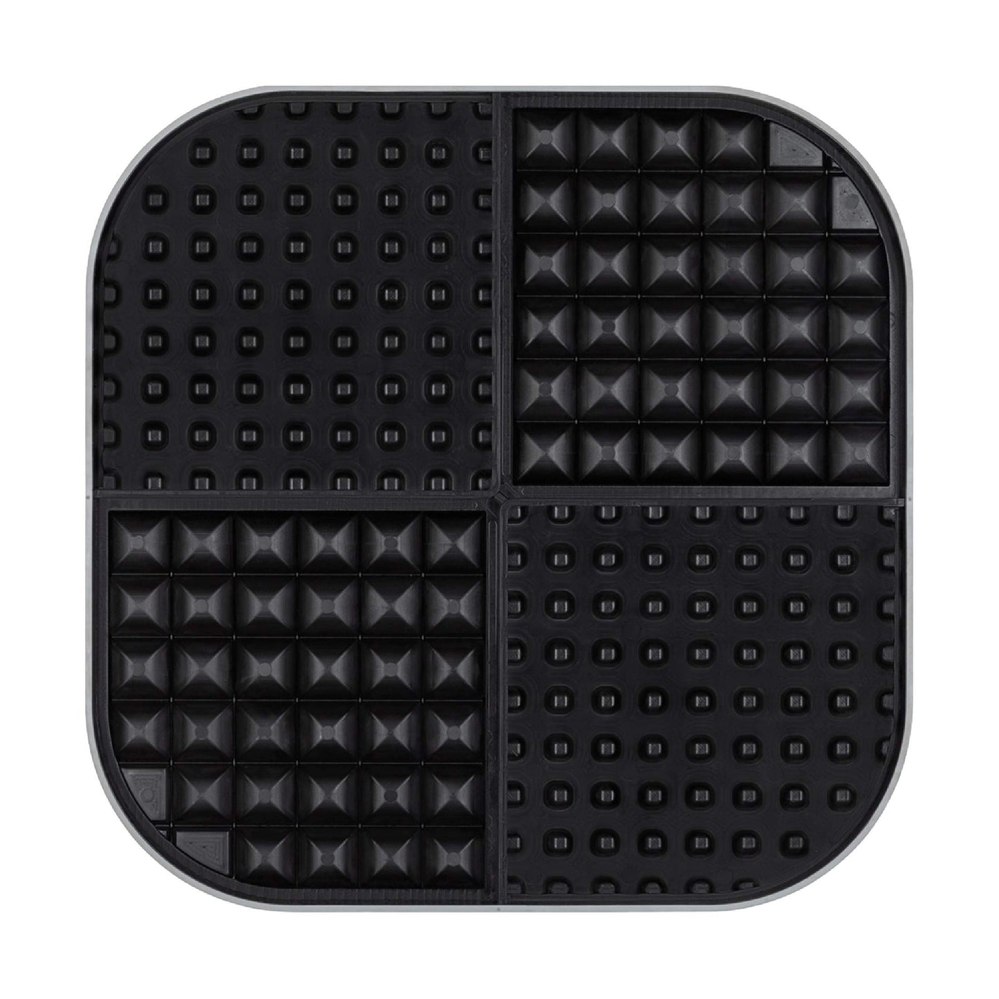 Black LickiMat® Slomo™ XL – Dual-Texture Slow Feeder for Dogs (rear) on a white background
