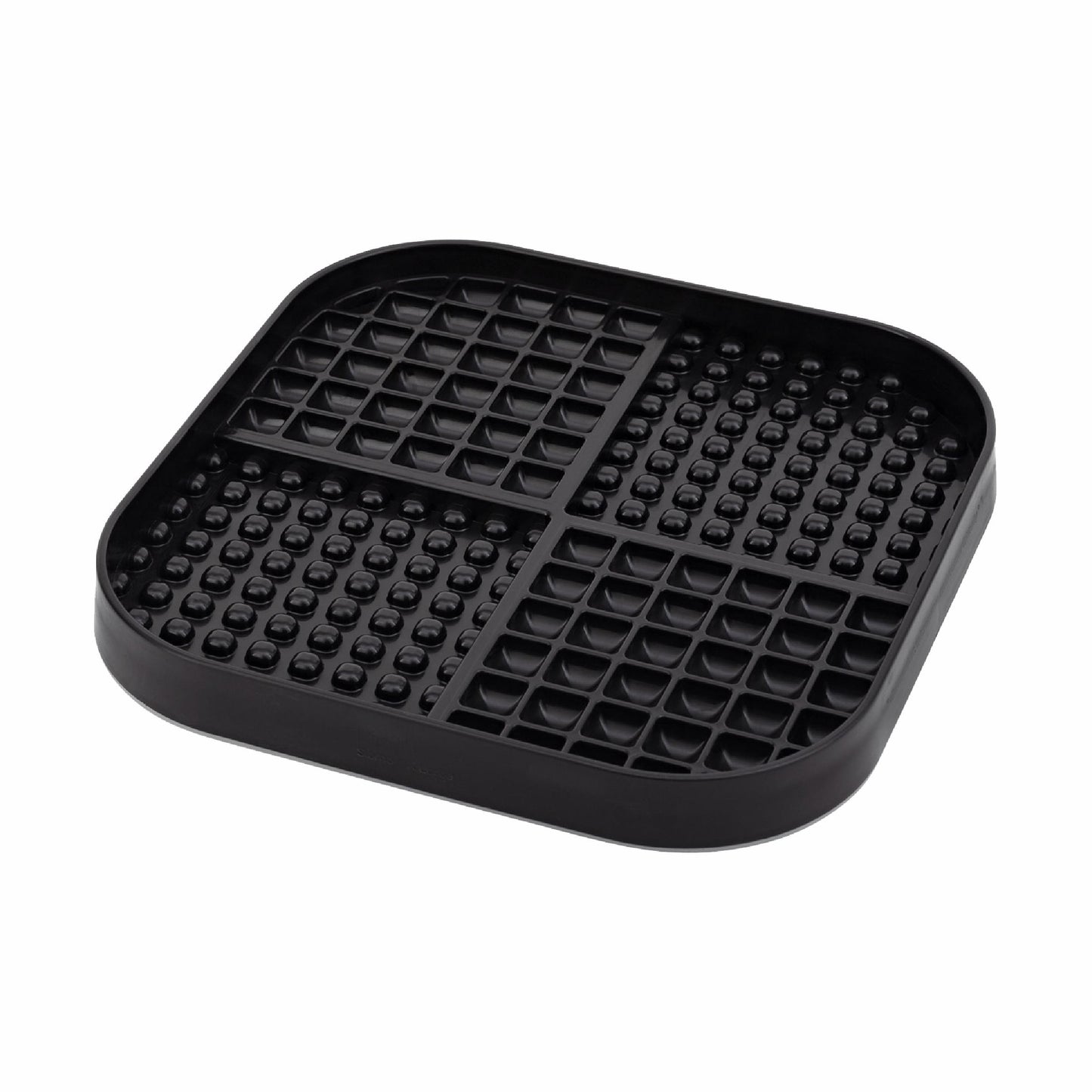 Black LickiMat® Slomo™ XL – Dual-Texture Slow Feeder for Dogs (side) on a white background