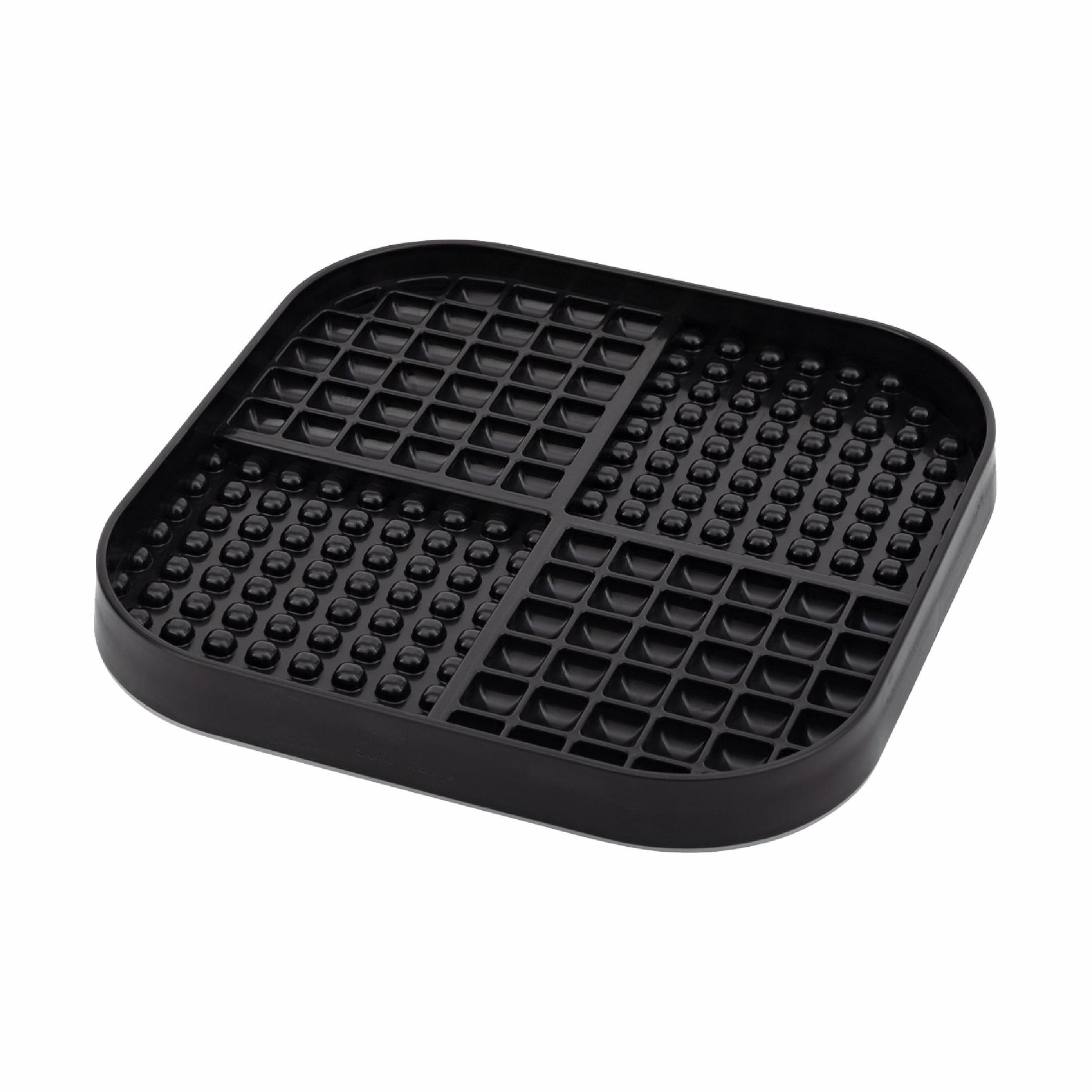 Black LickiMat® Slomo™ XL – Dual-Texture Slow Feeder for Dogs (side) on a white background